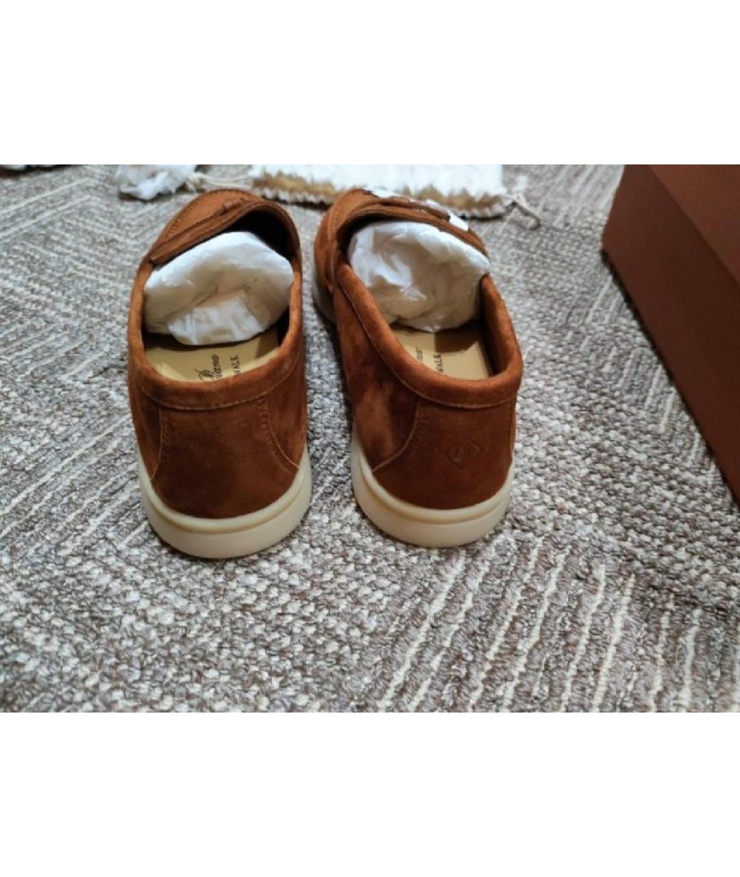 LORO PIANA Коричневые замшевые лоферы, фото 4