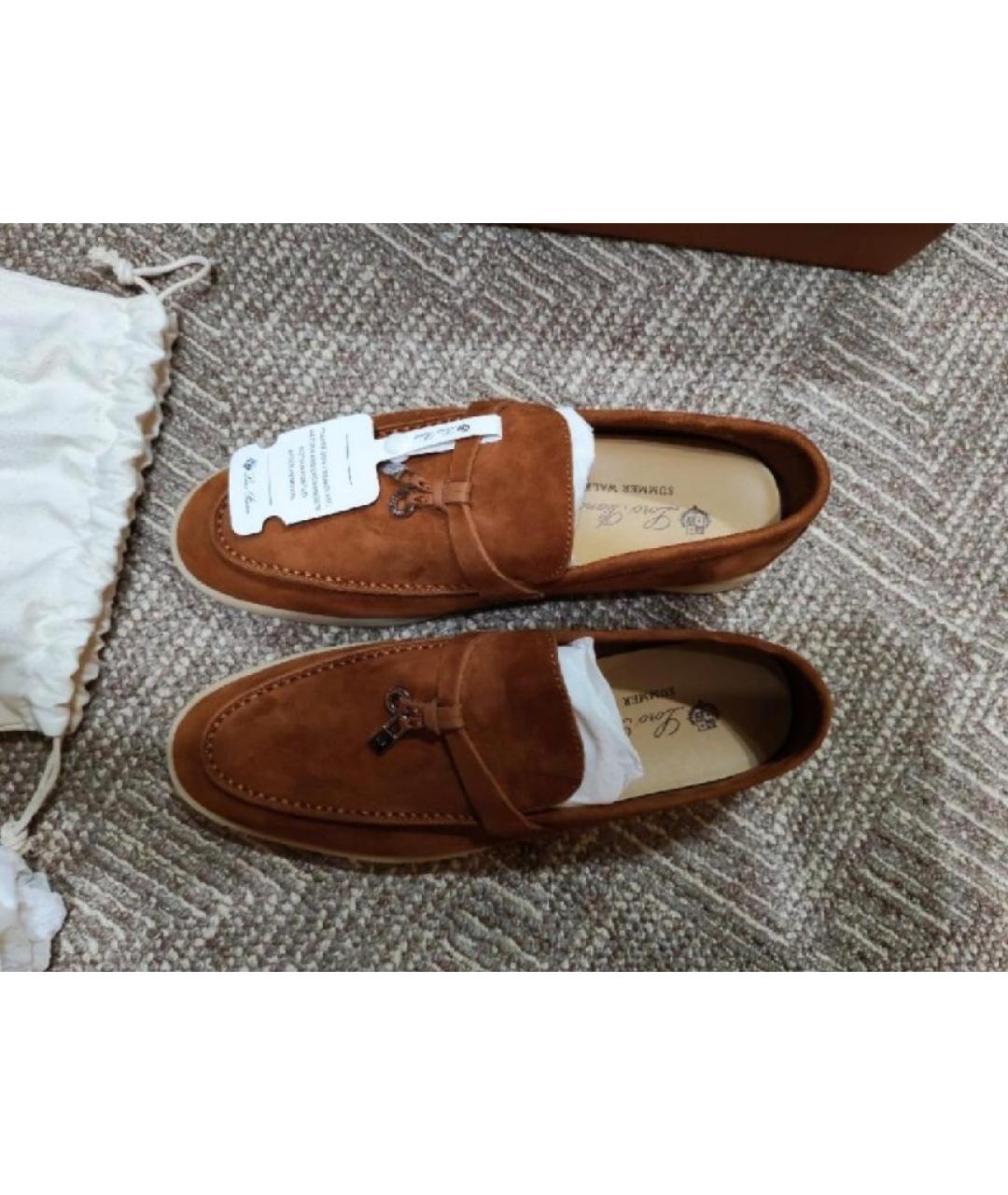 LORO PIANA Коричневые замшевые лоферы, фото 3