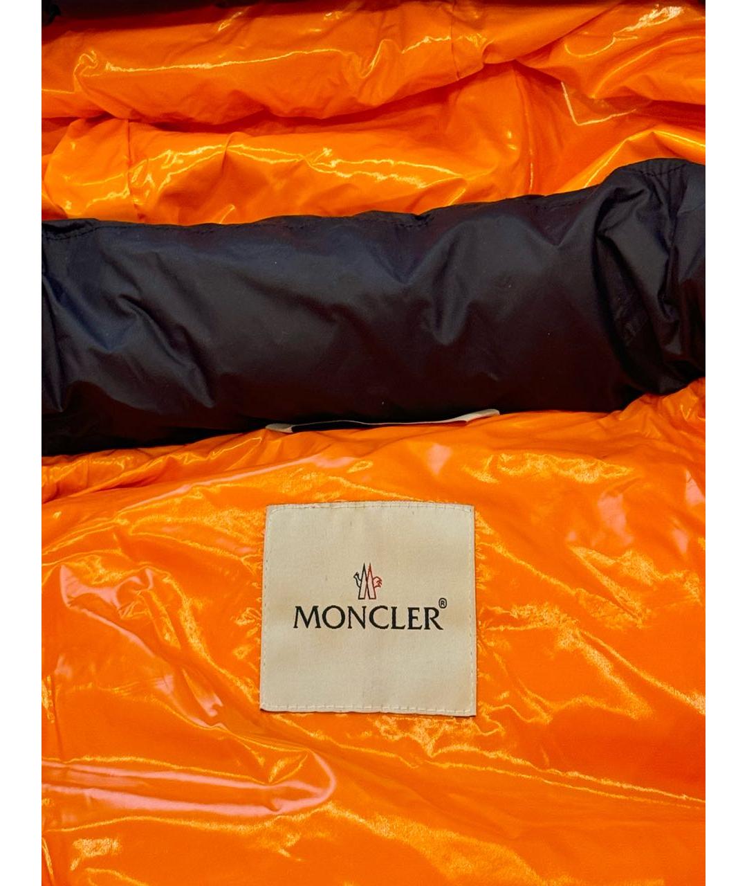 MONCLER Темно-синий полиамидовый пуховик, фото 6