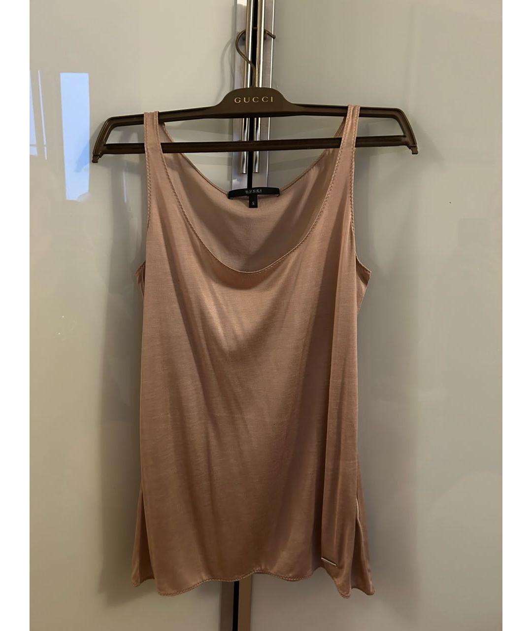 GUCCI Бежевая вискозная майка, фото 7