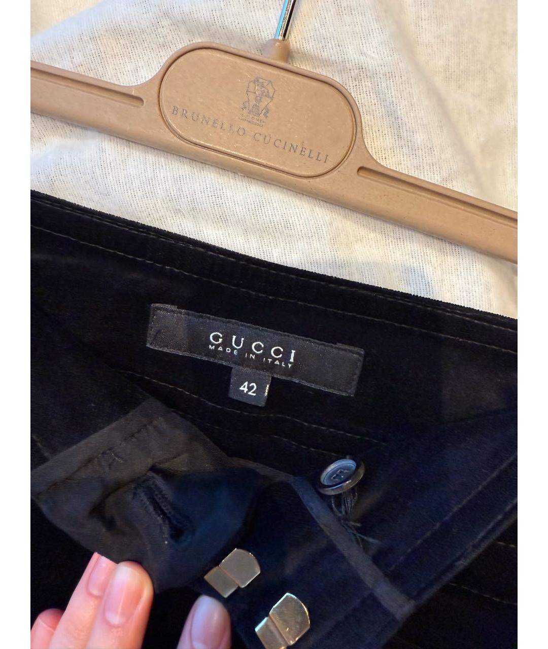 GUCCI Черные бархатные прямые брюки, фото 4