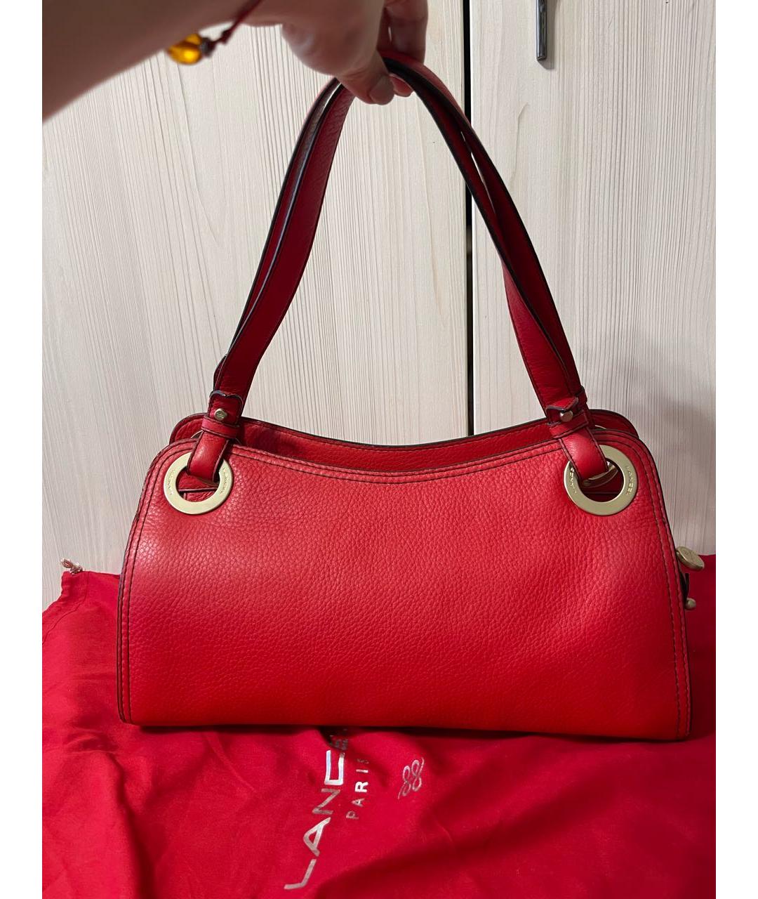 LANCEL Красная кожаная сумка с короткими ручками, фото 6