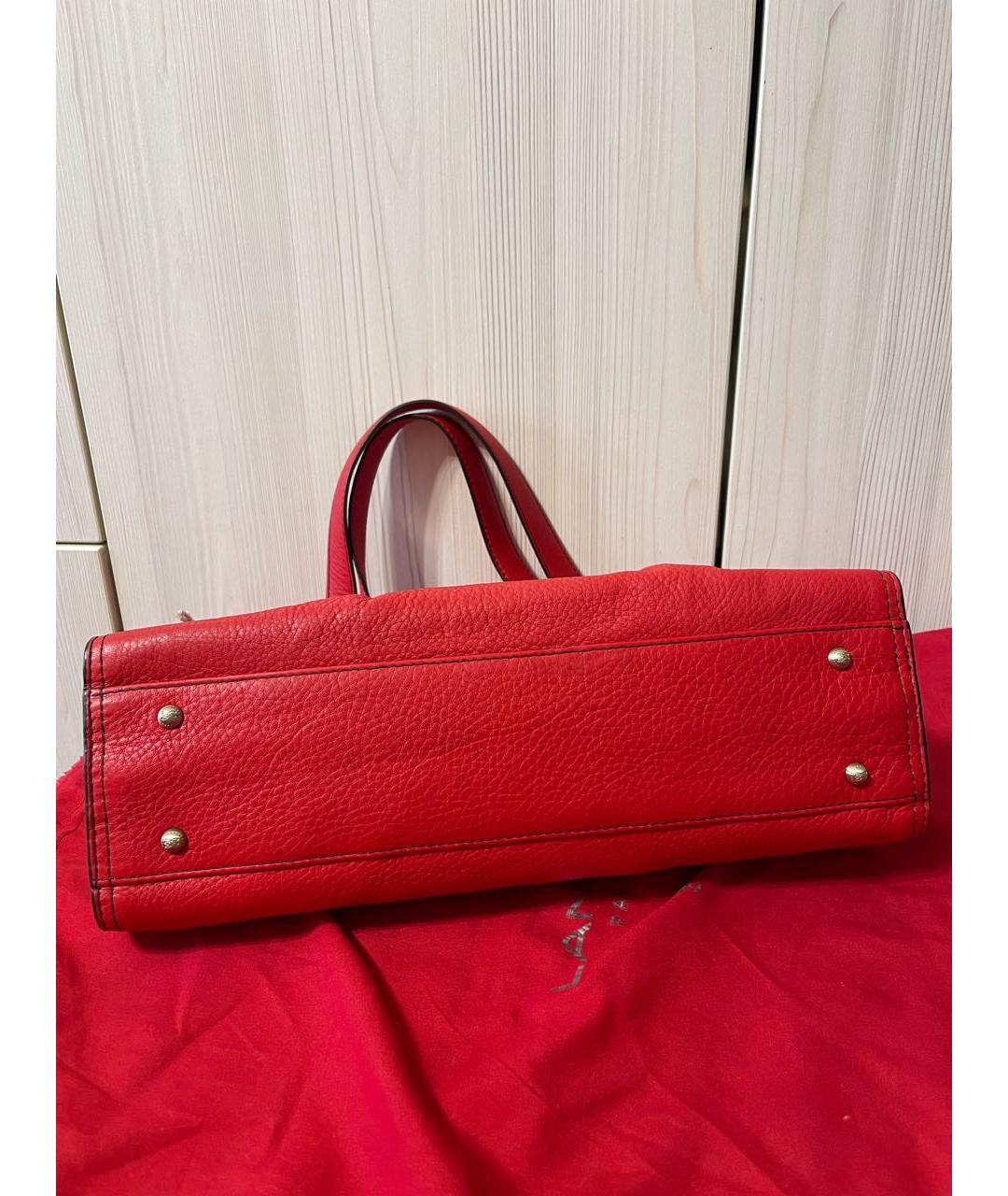 LANCEL Красная кожаная сумка с короткими ручками, фото 7