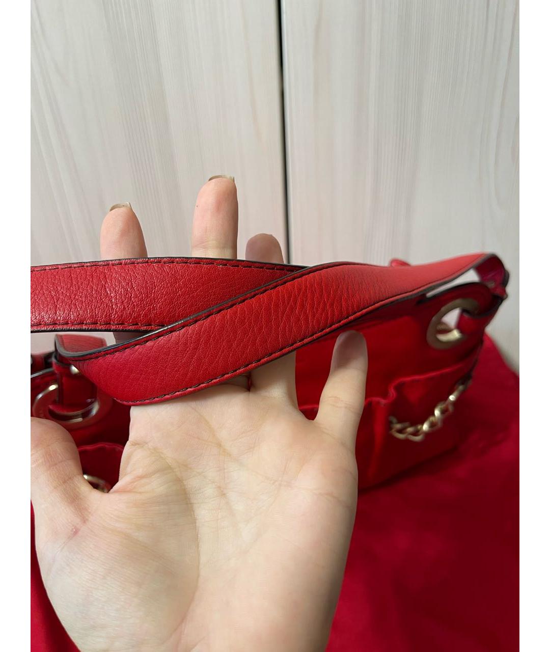 LANCEL Красная кожаная сумка с короткими ручками, фото 4
