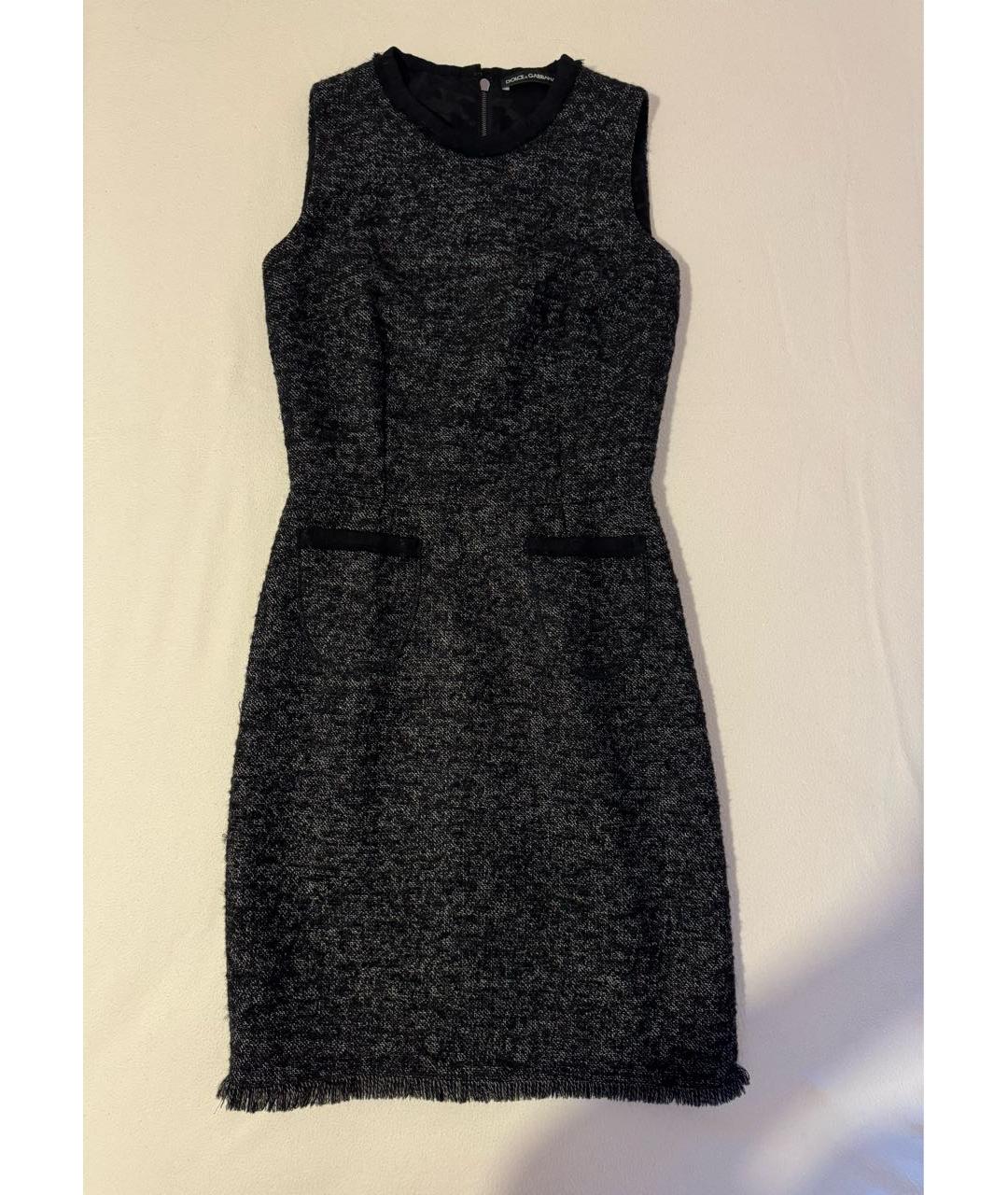 DOLCE&GABBANA Антрацитовое шерстяное повседневное платье, фото 6