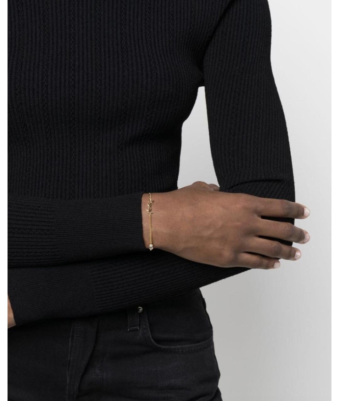 SAINT LAURENT Золотой металлический браслет, фото 3