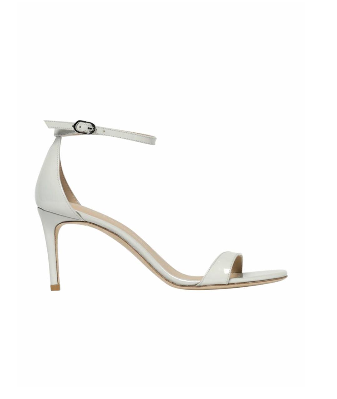 STUART WEITZMAN Белые кожаные босоножки, фото 1