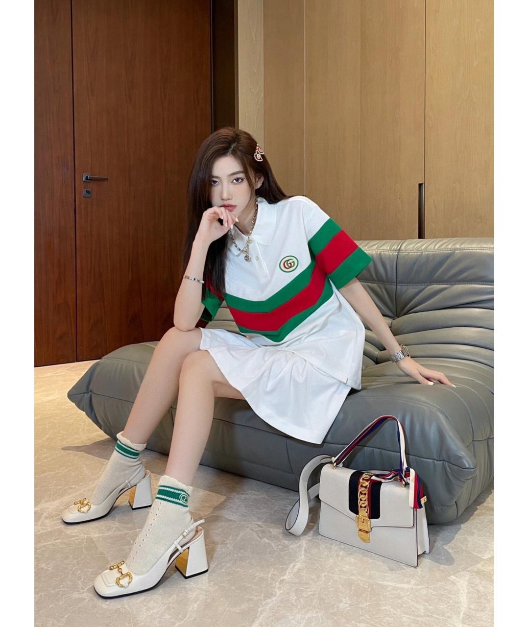 GUCCI Белая кожаная сумка через плечо, фото 9