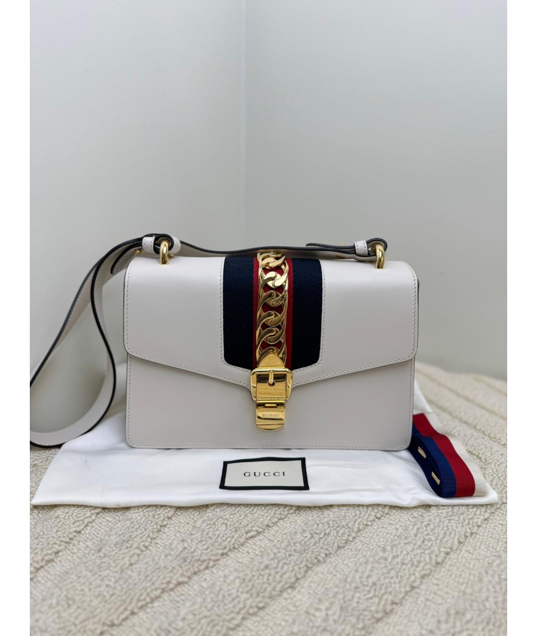 GUCCI Белая кожаная сумка через плечо, фото 2