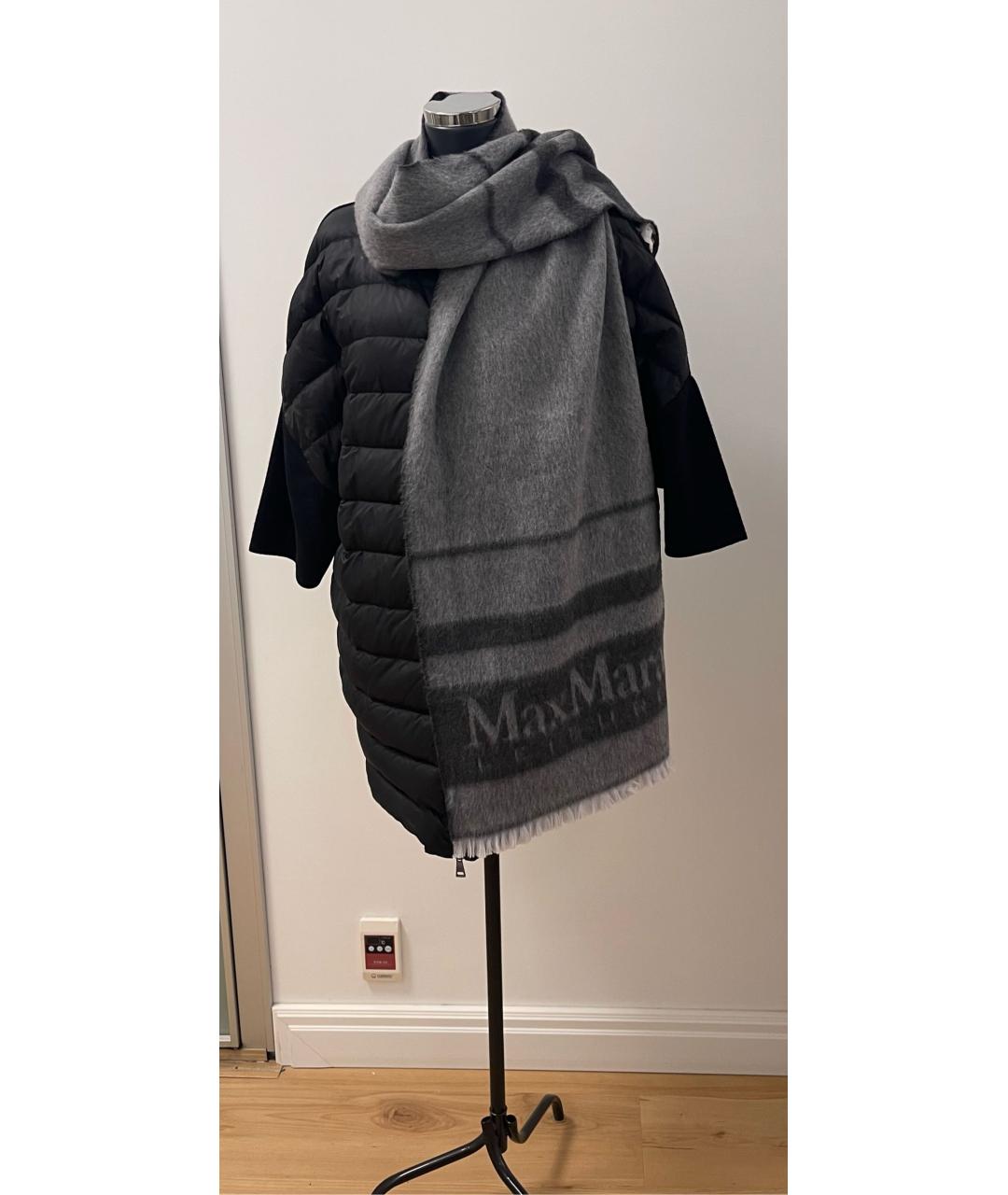 MAX MARA Серый шерстяной шарф, фото 4