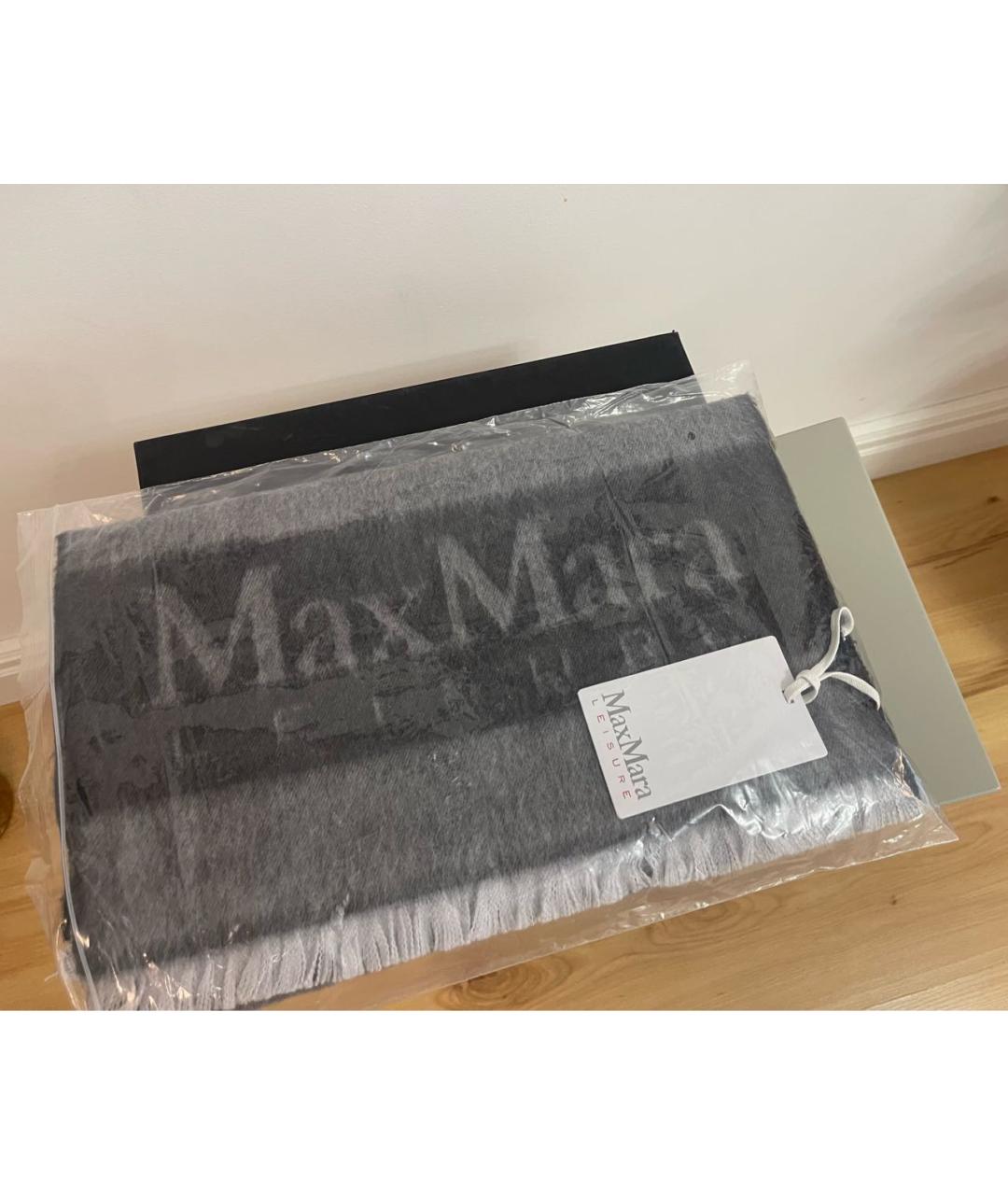 MAX MARA Серый шерстяной шарф, фото 5