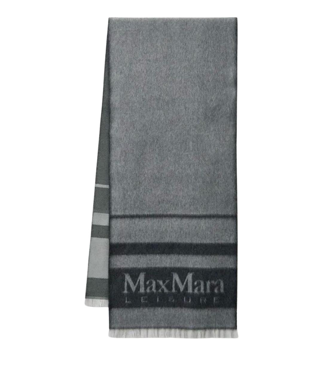MAX MARA Серый шерстяной шарф, фото 1