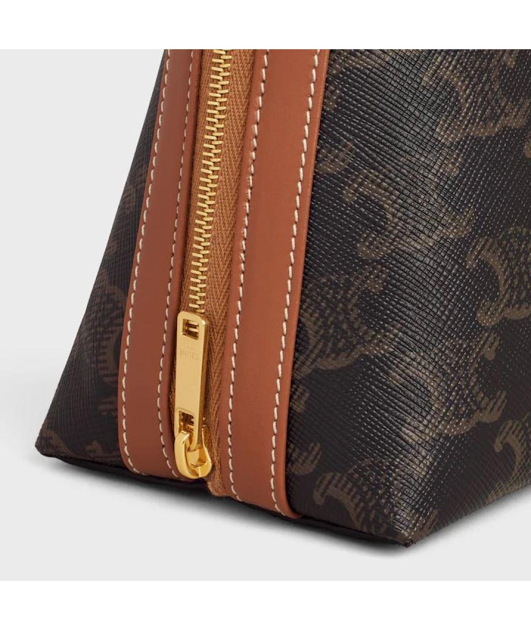 CELINE Коричневая кожаная косметичка, фото 4