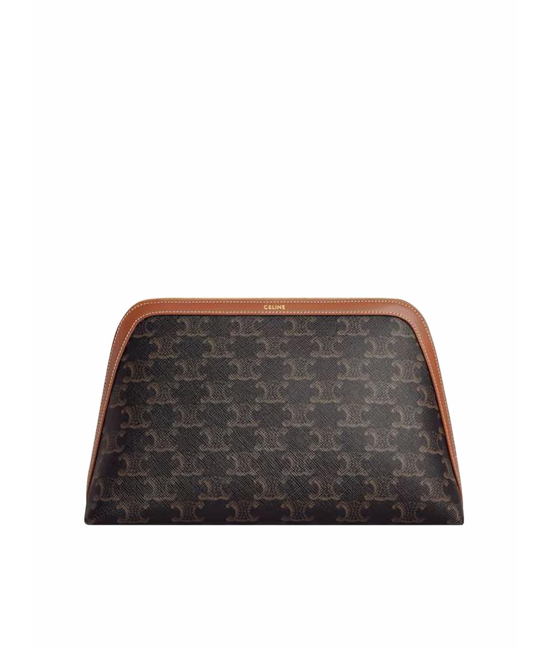 CELINE Коричневая кожаная косметичка, фото 1