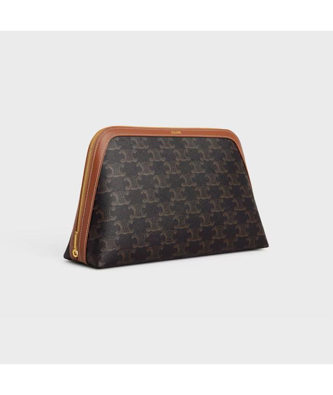 CELINE Коричневая кожаная косметичка, фото 3