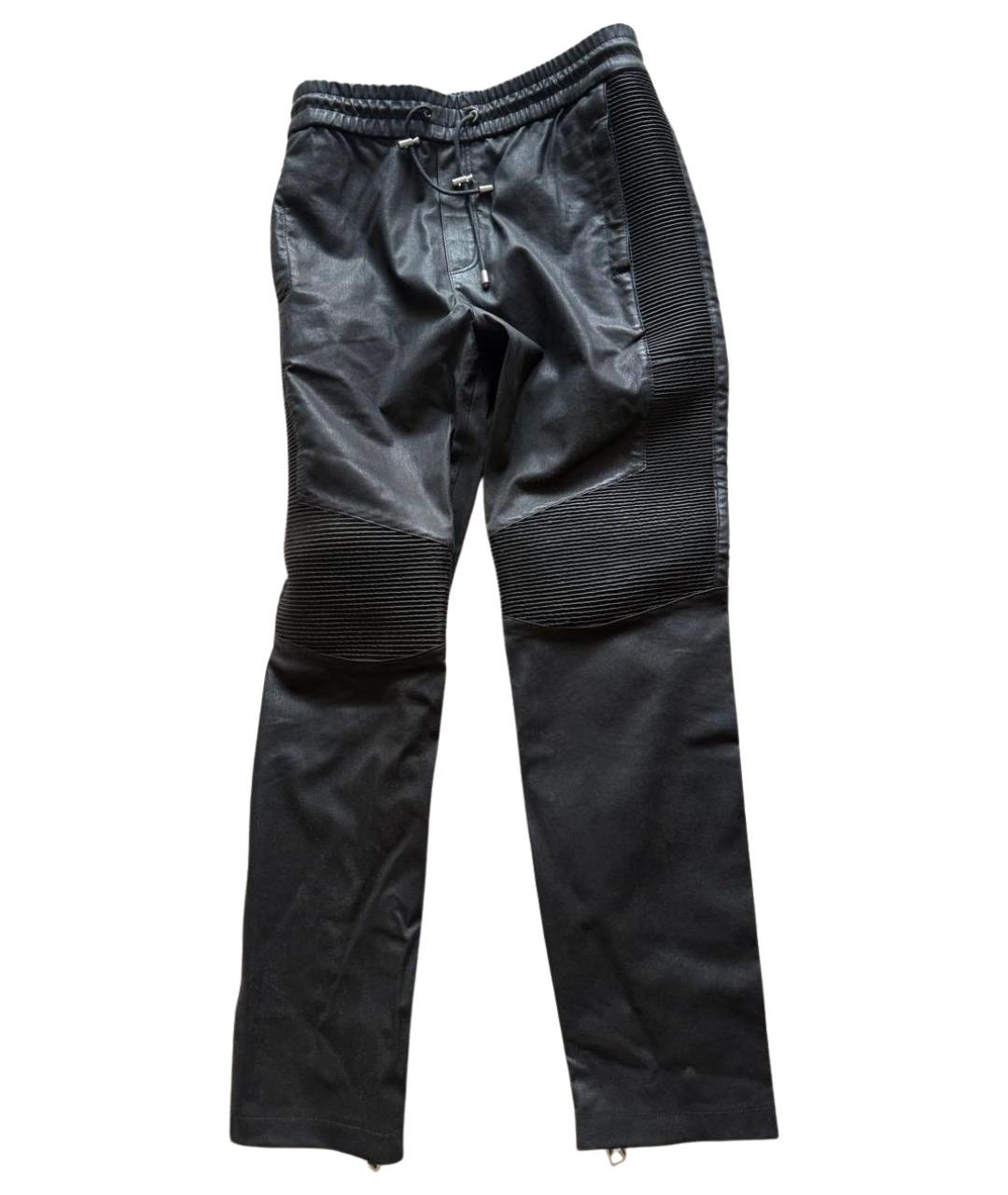 BALMAIN Черные кожаные повседневные брюки, фото 1