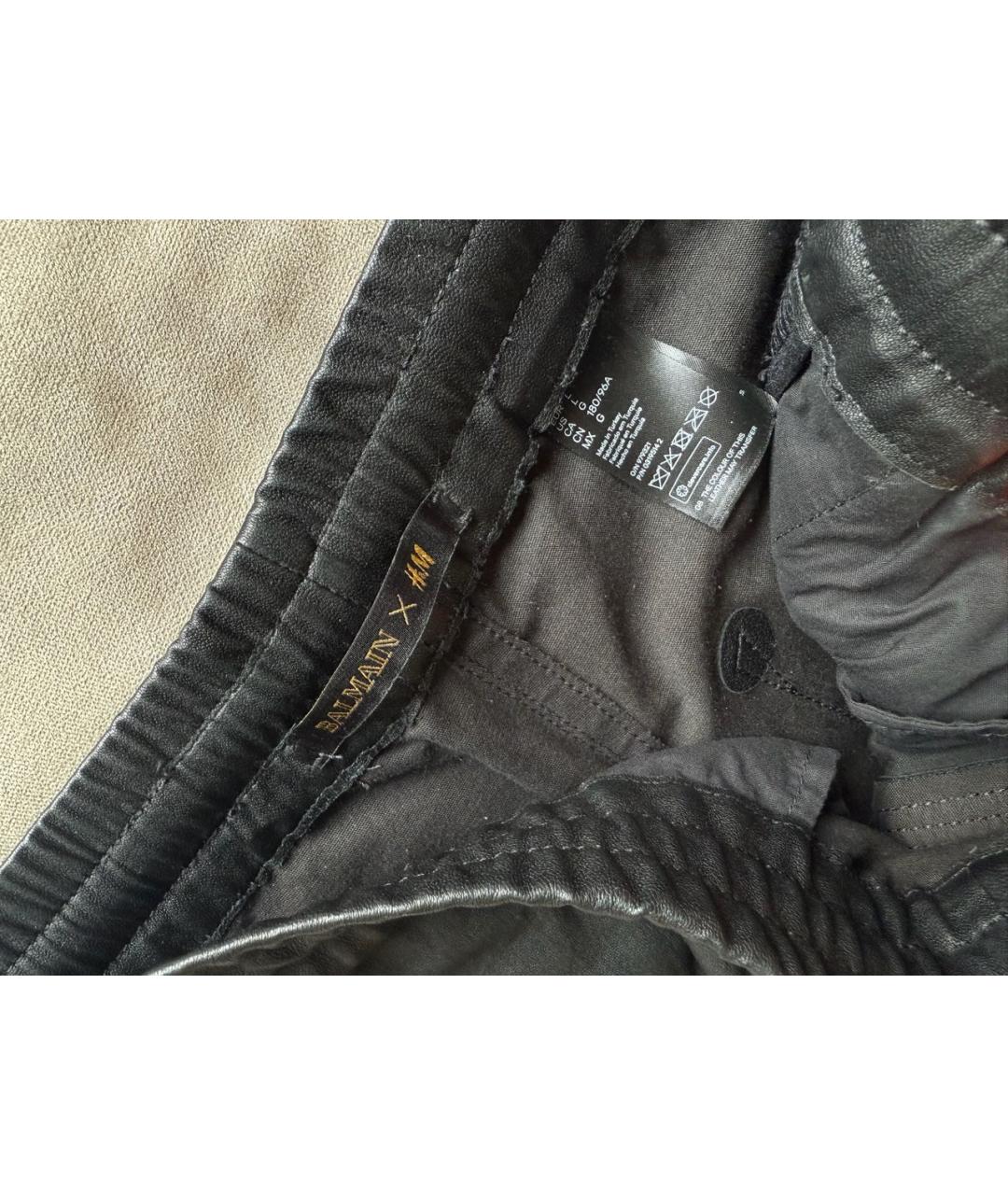 BALMAIN Черные кожаные повседневные брюки, фото 3