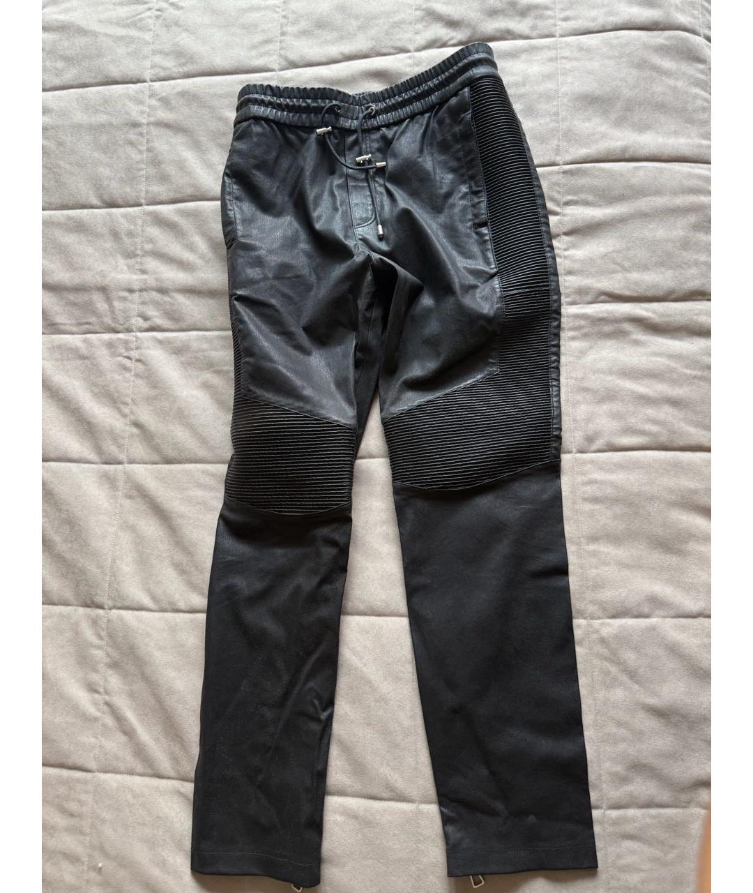 BALMAIN Черные кожаные повседневные брюки, фото 6
