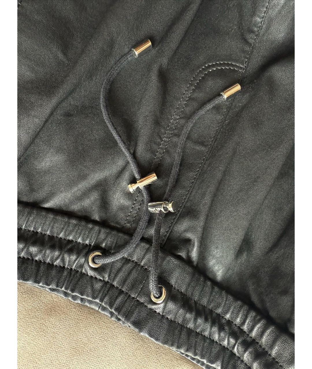 BALMAIN Черные кожаные повседневные брюки, фото 4