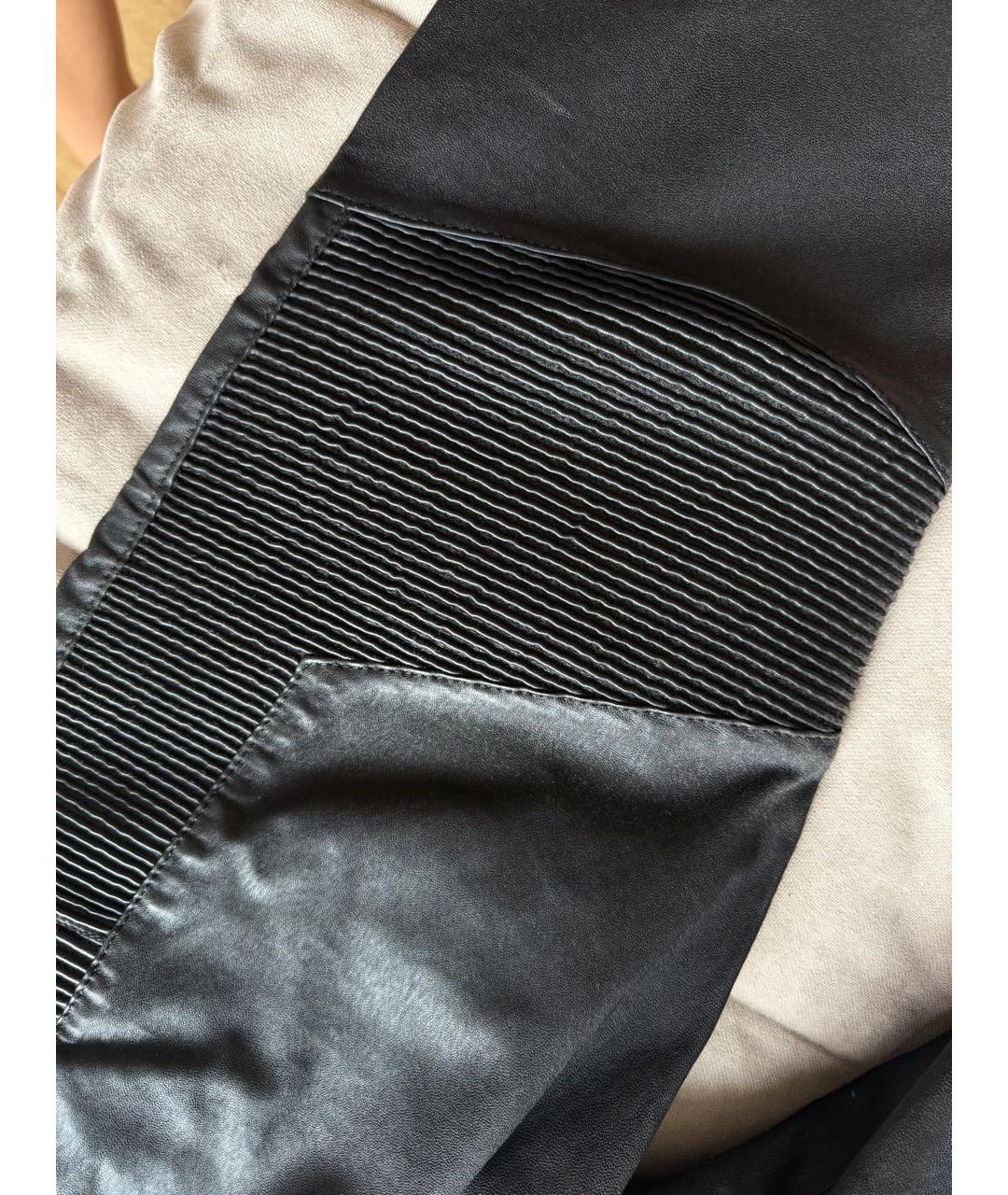 BALMAIN Черные кожаные повседневные брюки, фото 5