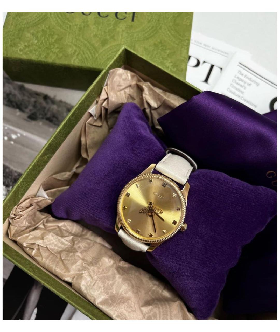 GUCCI Золотые стальные часы, фото 2