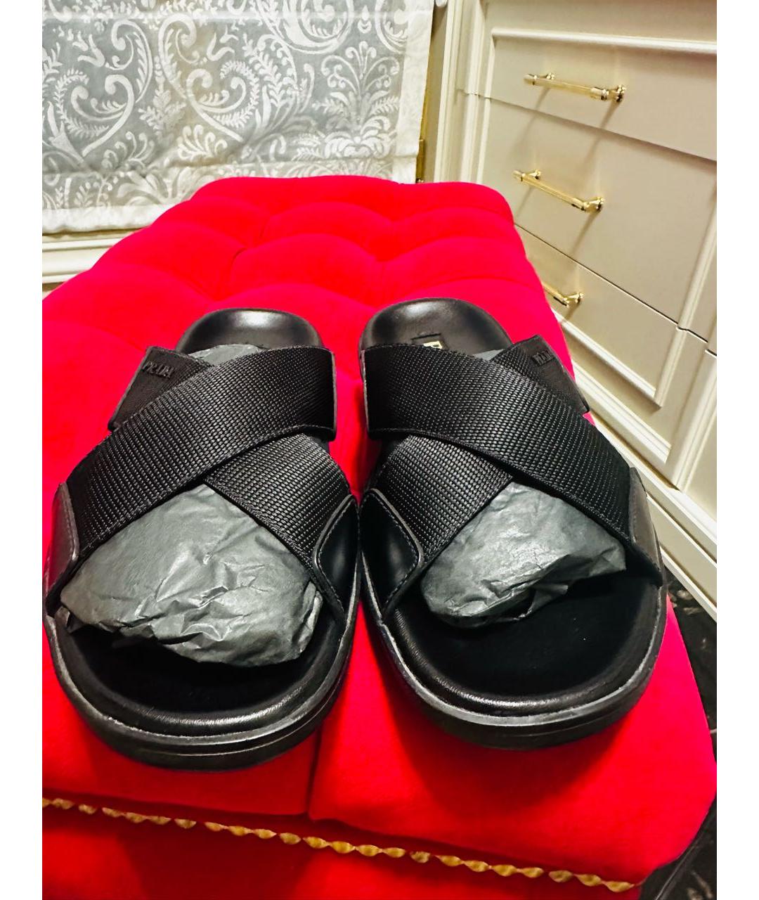 PRADA Черные текстильные шлепанцы, фото 2