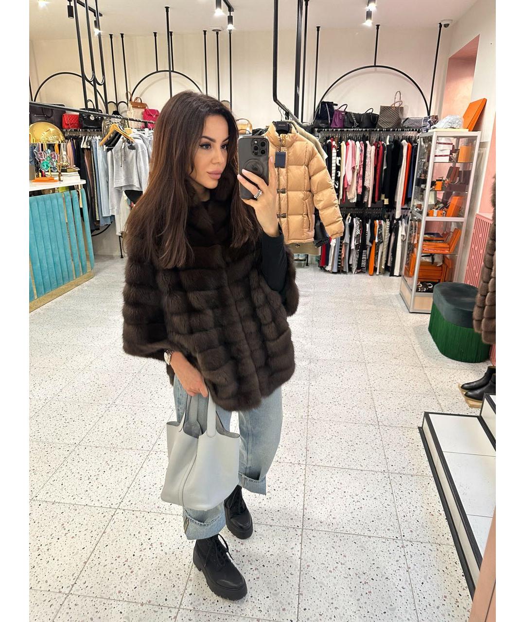 BLANCHA Коричневая меховая шуба, фото 5