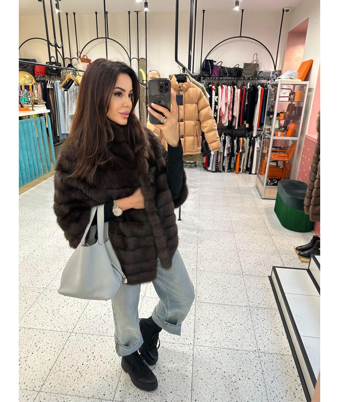 BLANCHA Коричневая меховая шуба, фото 6