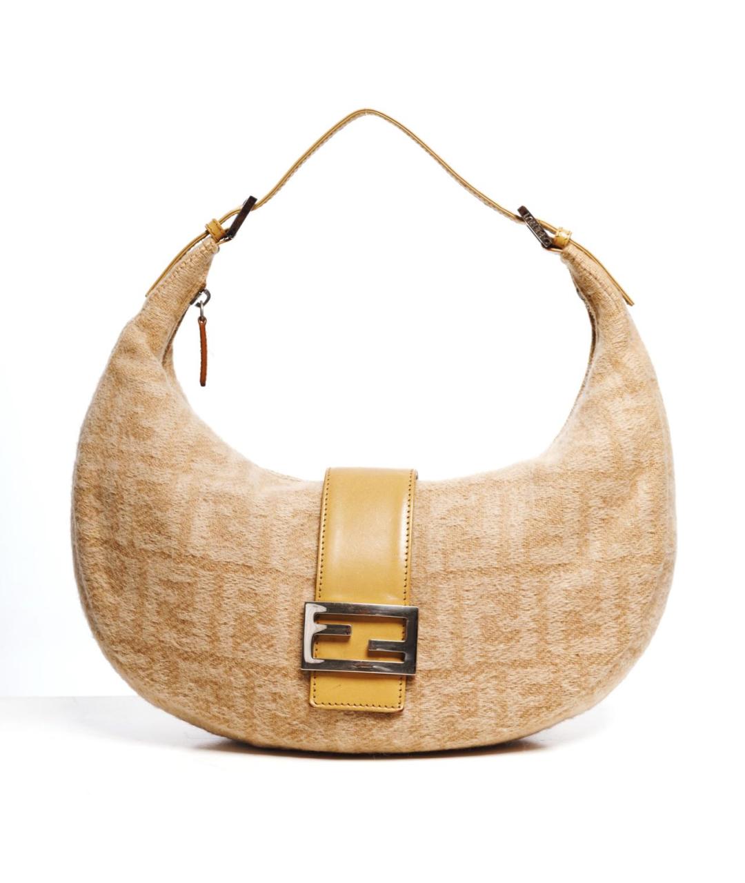 FENDI Бежевая шерстяная сумка с короткими ручками, фото 9