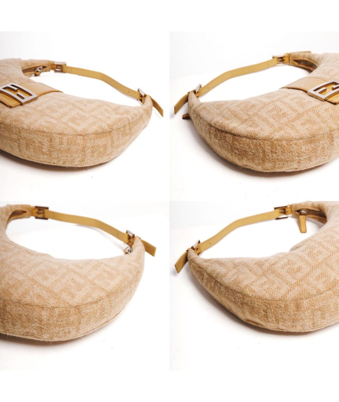 FENDI Бежевая шерстяная сумка с короткими ручками, фото 6