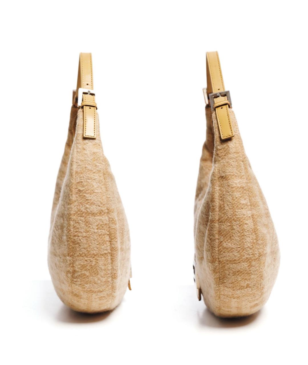 FENDI Бежевая шерстяная сумка с короткими ручками, фото 3