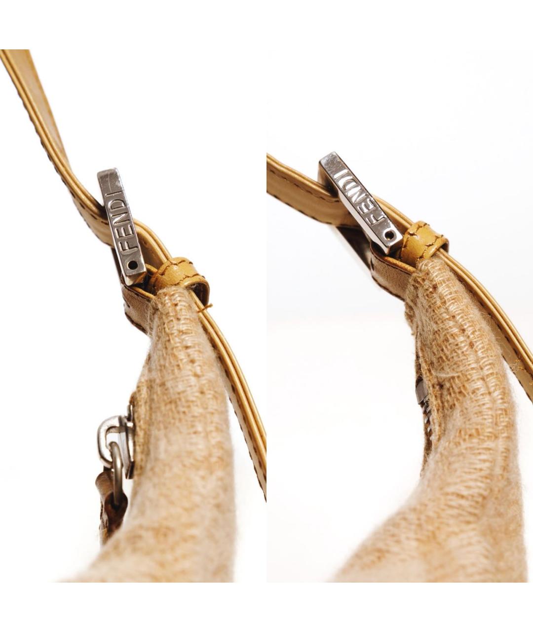 FENDI Бежевая шерстяная сумка с короткими ручками, фото 5