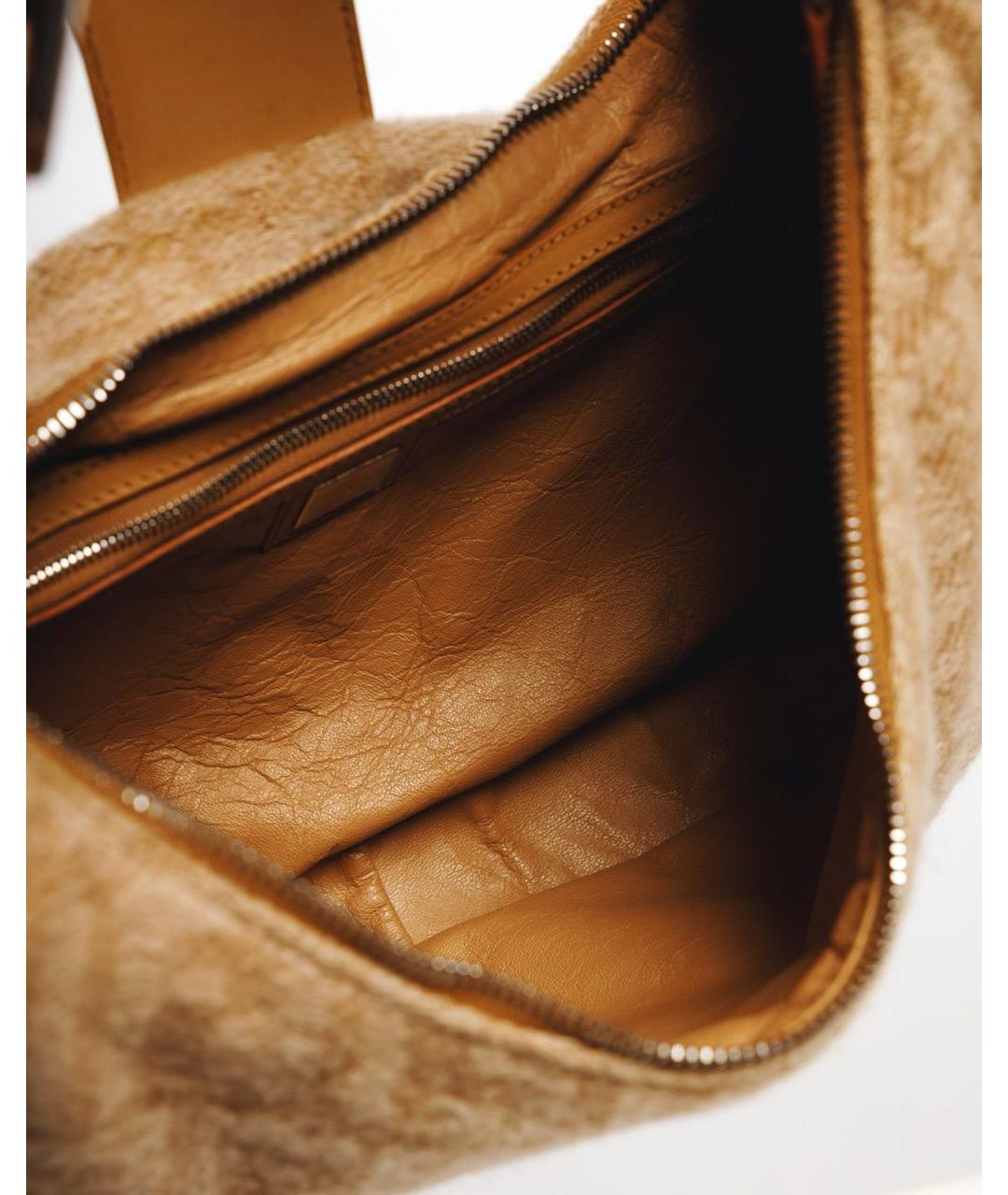 FENDI Бежевая шерстяная сумка с короткими ручками, фото 8