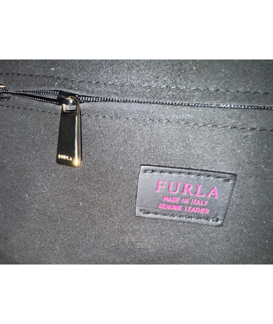 FURLA Черная кожаная сумка тоут, фото 4