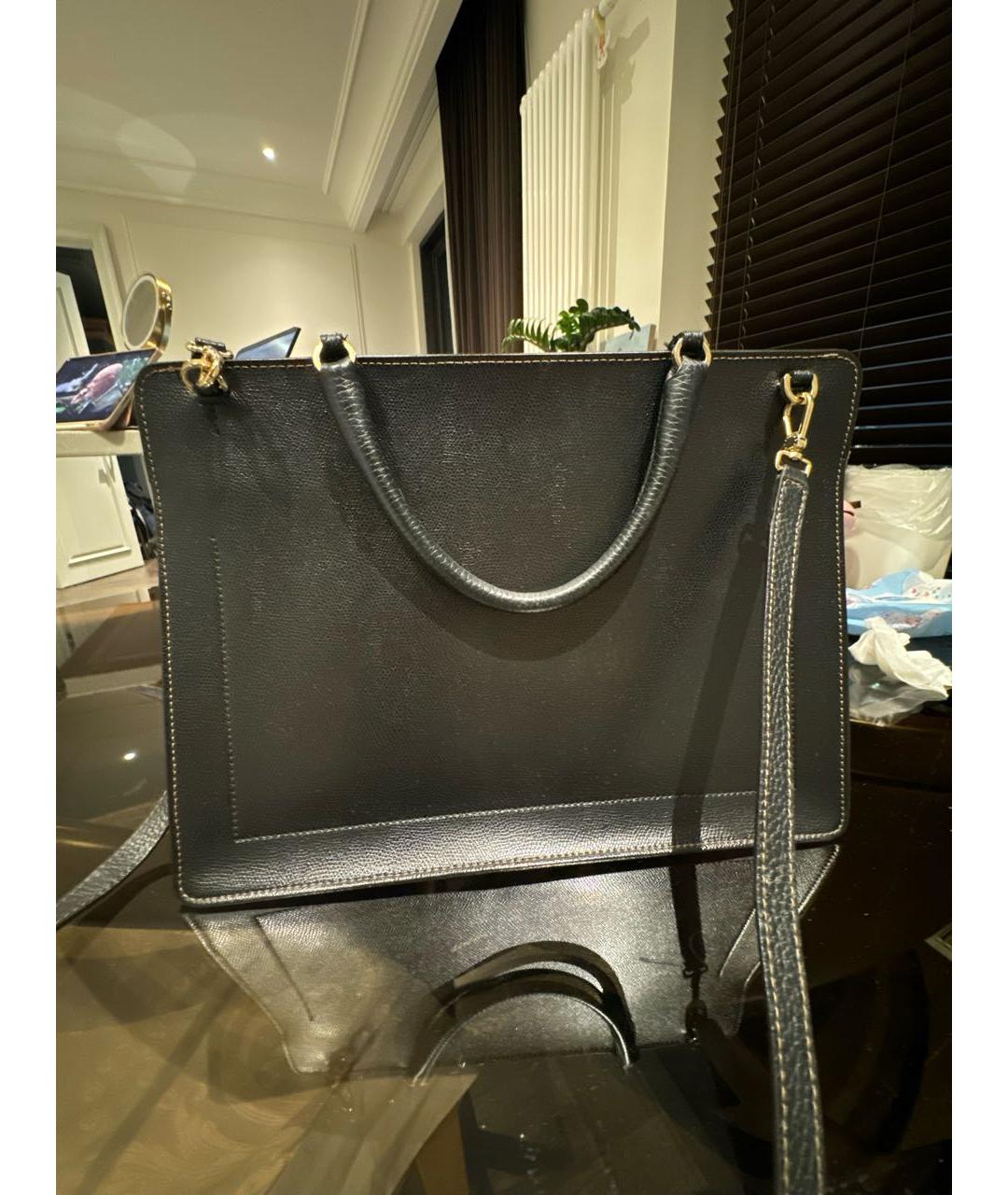 FURLA Черная кожаная сумка тоут, фото 3