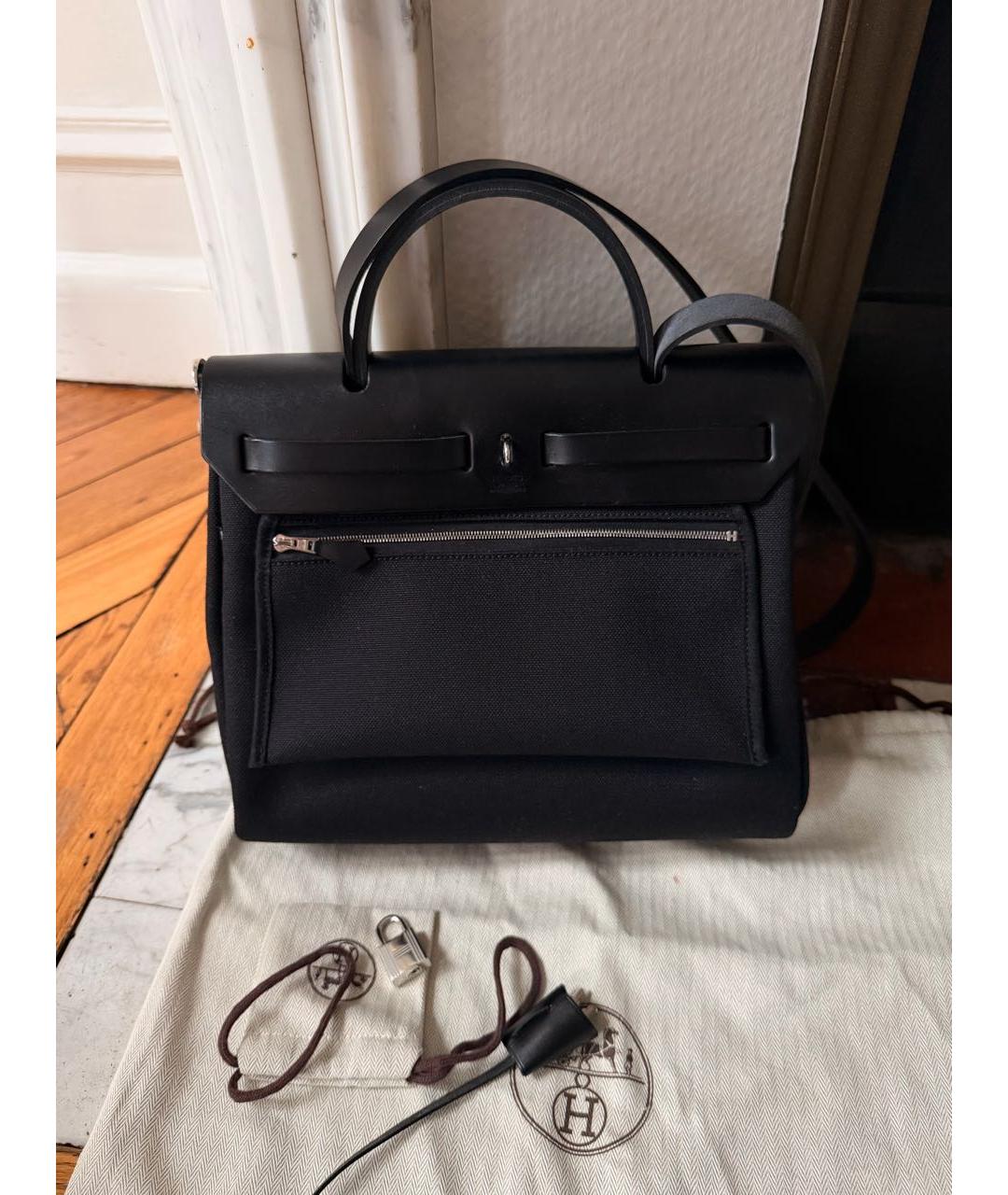 HERMES Черная тканевая сумка через плечо, фото 3