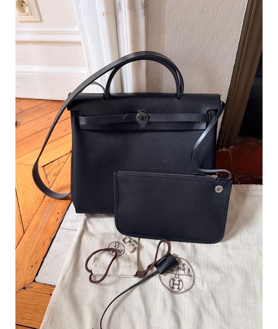 HERMES Черная тканевая сумка через плечо, фото 5