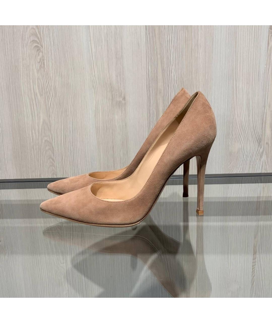 GIANVITO ROSSI Бежевые замшевые туфли, фото 7