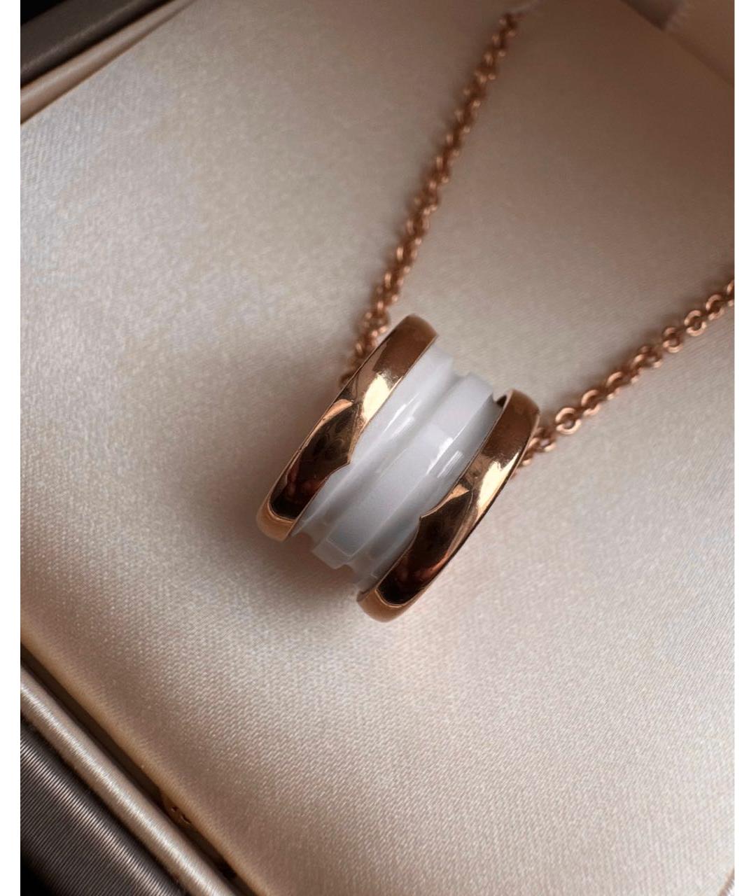 BVLGARI Белая подвеска из розового золота, фото 5
