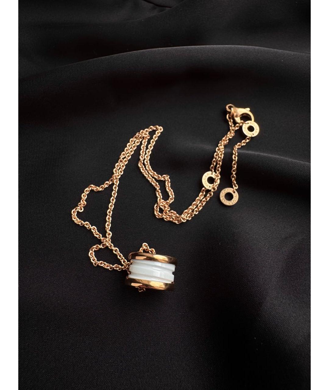BVLGARI Белая подвеска из розового золота, фото 3
