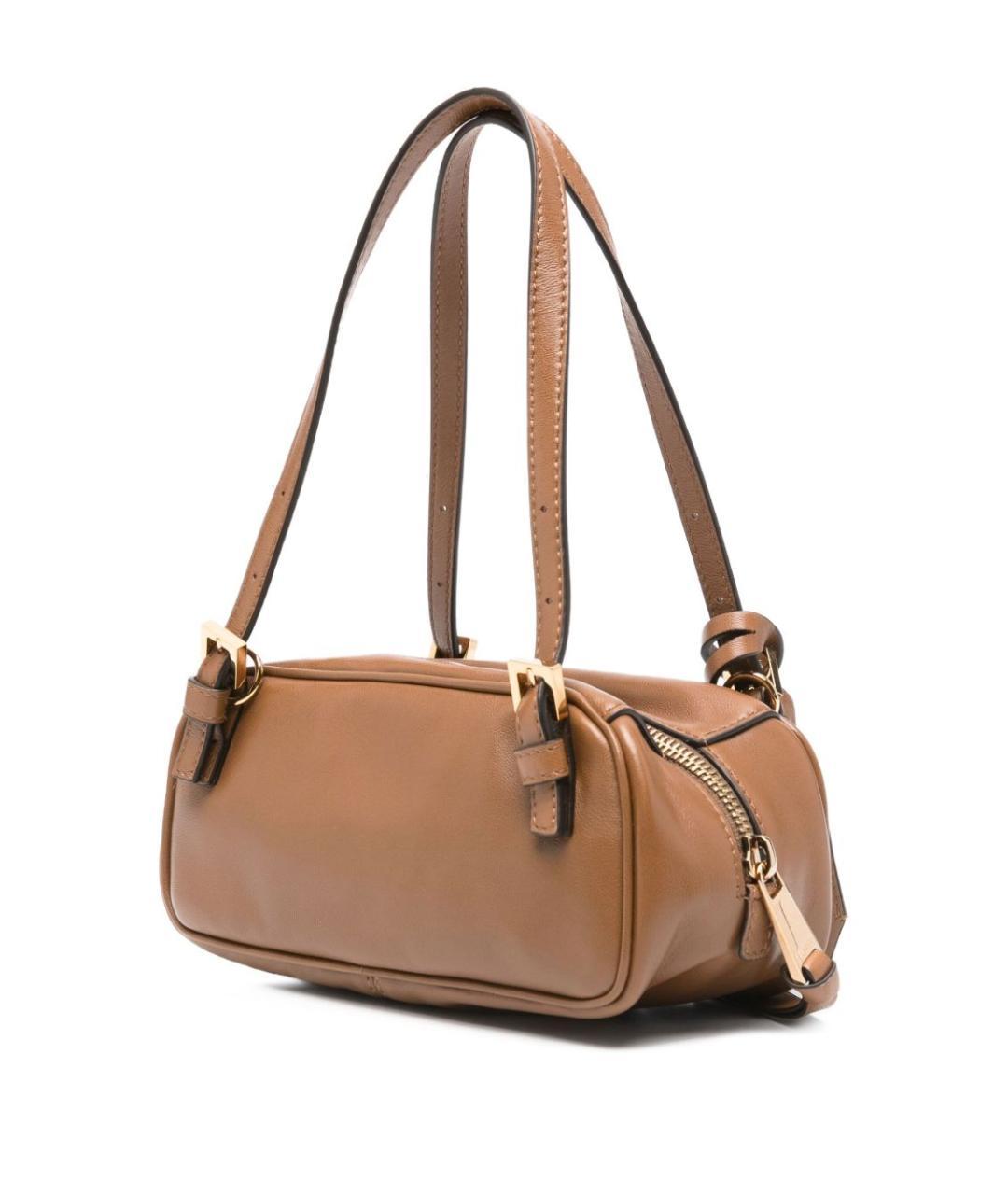 VERSACE Коричневая кожаная сумка с короткими ручками, фото 3