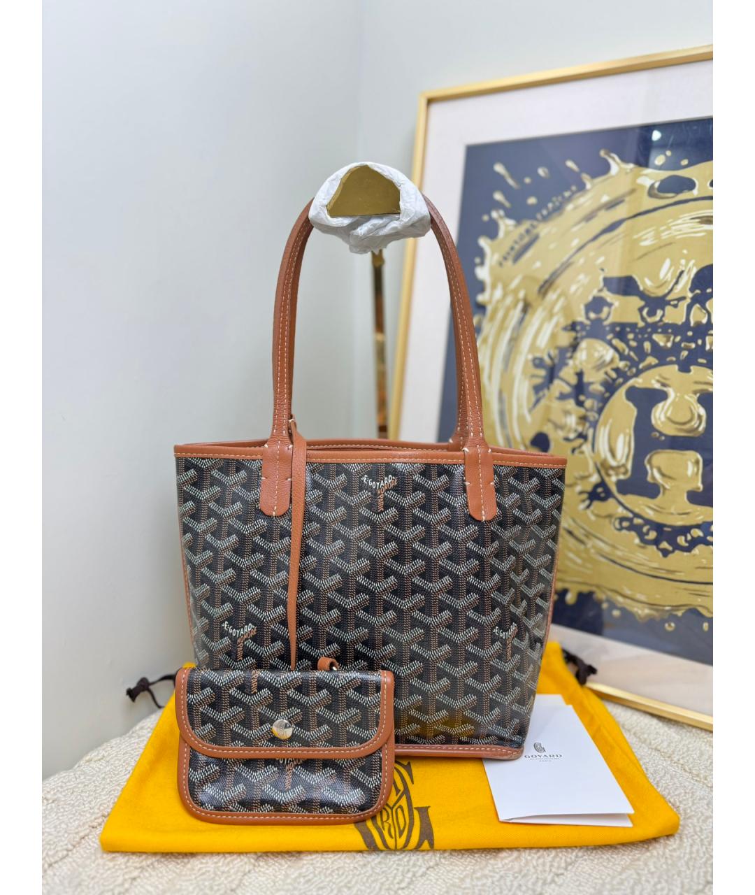 GOYARD Коричневая сумка тоут из искусственной кожи, фото 7