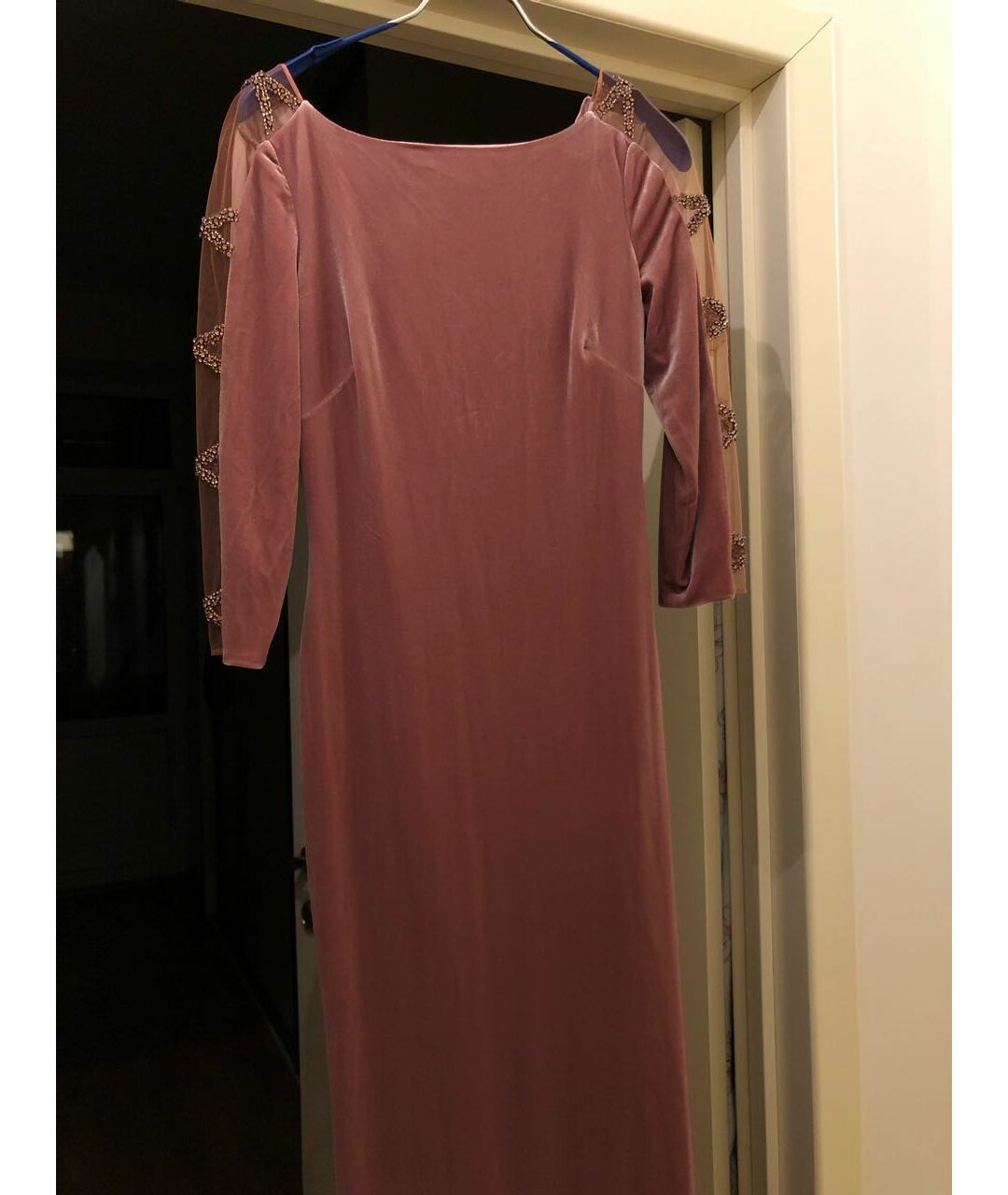 BADGLEY MISCHKA Розовое бархатное вечернее платье, фото 7