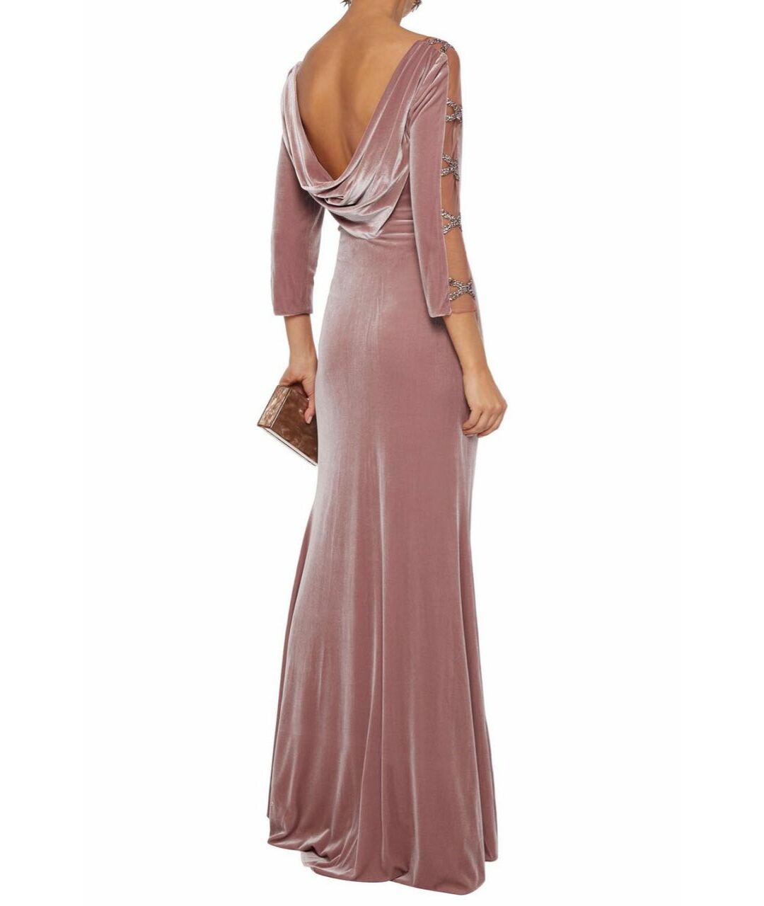 BADGLEY MISCHKA Розовое бархатное вечернее платье, фото 2