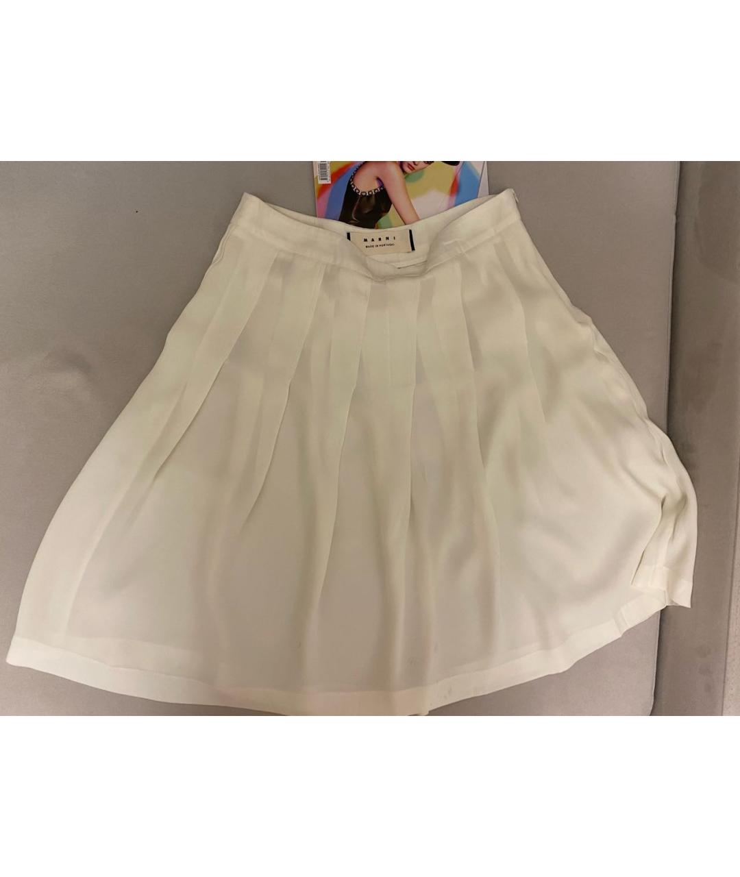 MARNI Белая вискозная юбка миди, фото 8