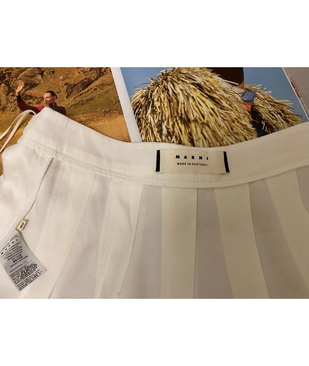 MARNI Белая вискозная юбка миди, фото 3