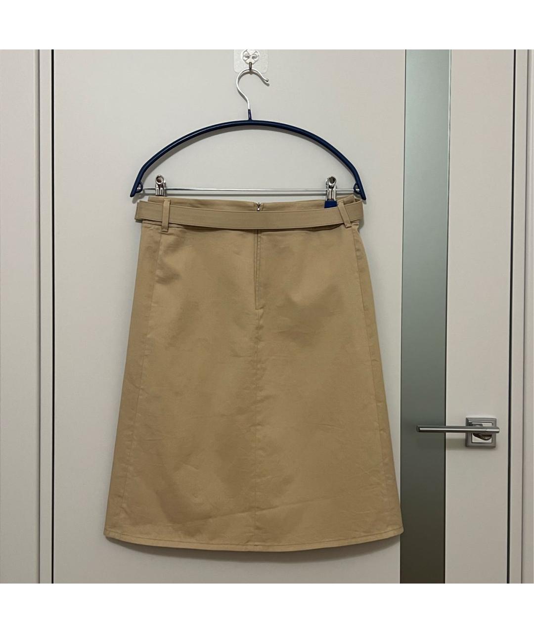 PRADA Бежевая хлопковая юбка миди, фото 4