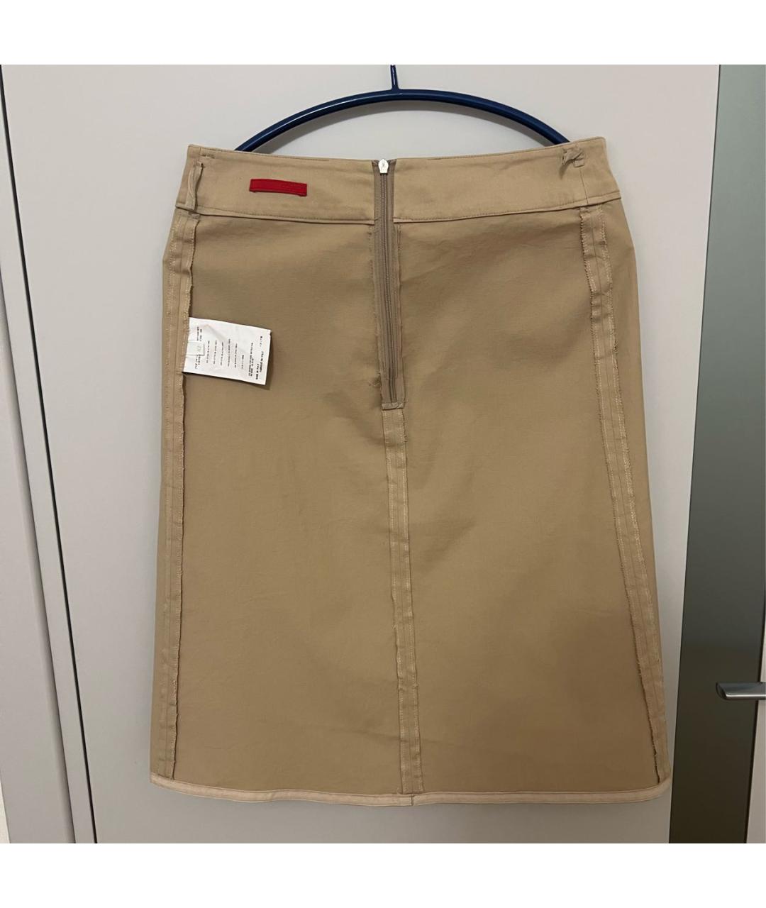 PRADA Бежевая хлопковая юбка миди, фото 8
