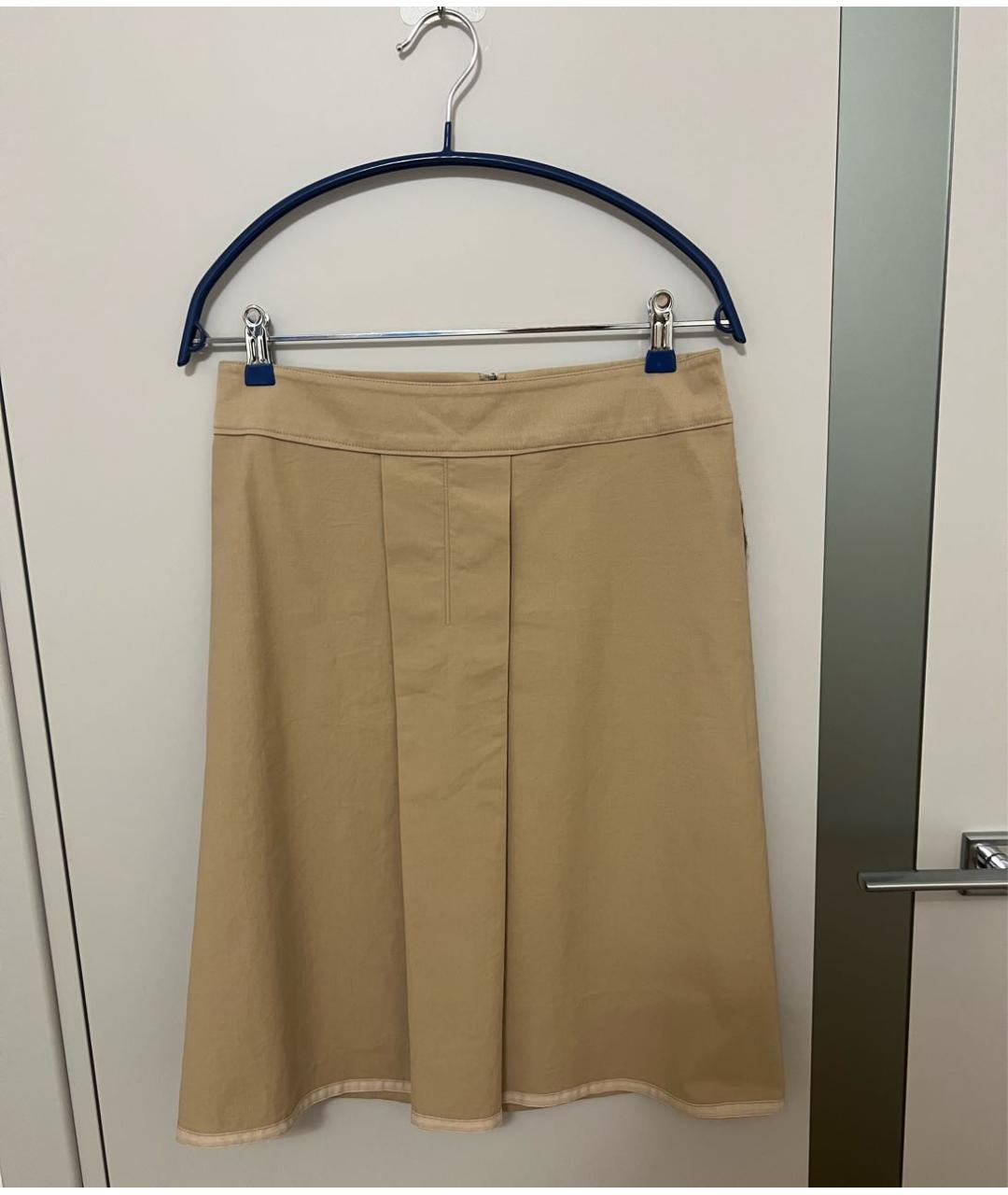 PRADA Бежевая хлопковая юбка миди, фото 7