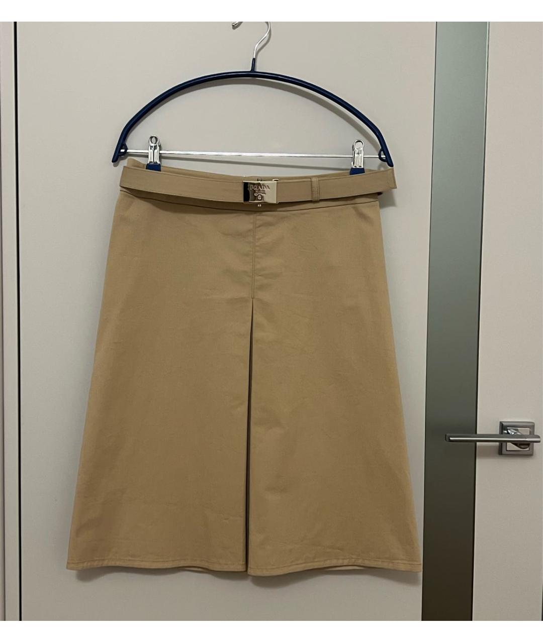 PRADA Бежевая хлопковая юбка миди, фото 2